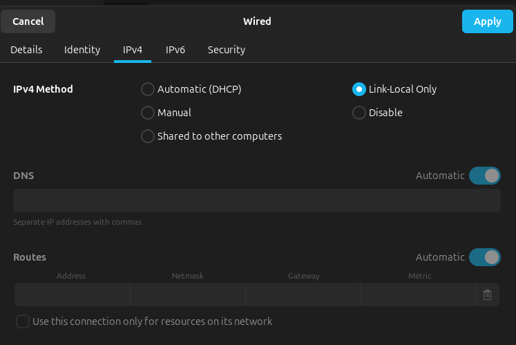 Select local-only connection